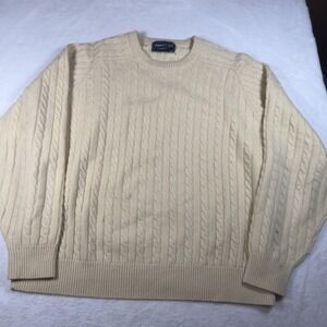 Davis & Squire Sweater Mens Large White Cashmere Cable Knit Pullover Crewneck